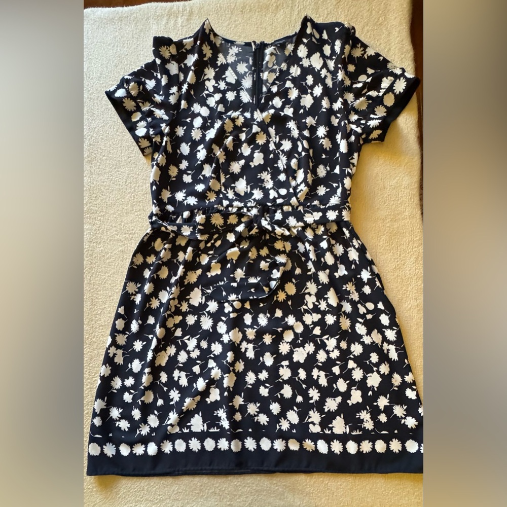 Ann Taylor Black and Cream Floral Dress